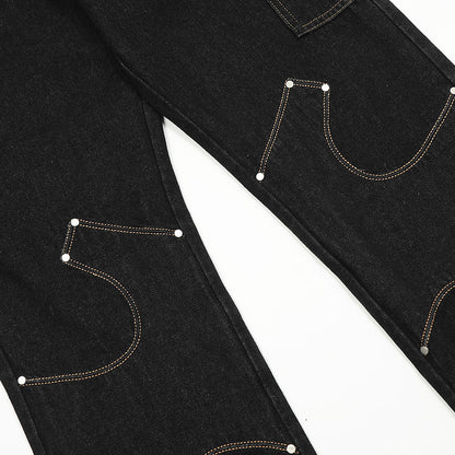 Newly Released at Buy Center: Irregular Stitching Denim Trousers For Men