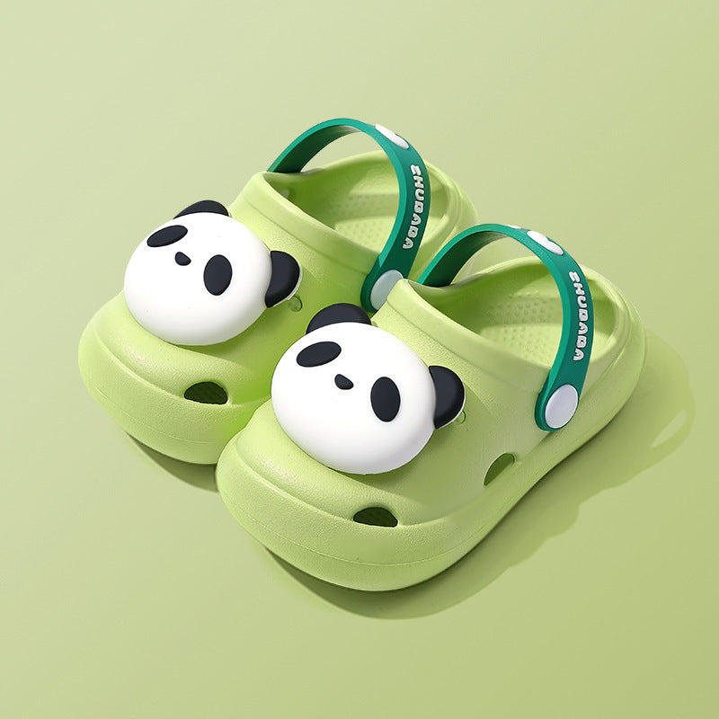 Fresh Arrivals at Buy Center: Children's Slippers Summer Cartoon Baby Soft Bottom Hole Shoes Boys And Girls Closed Toe Sandals Green Panda