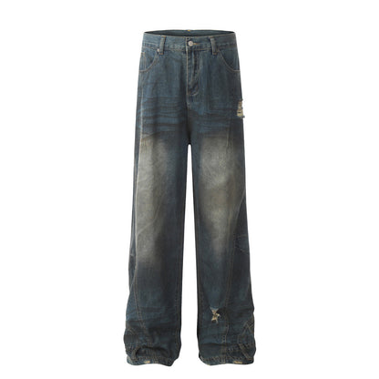 Newly Arrived at Buy Center: Waste Soil Wind Dirty Worn Jeans Men Blue