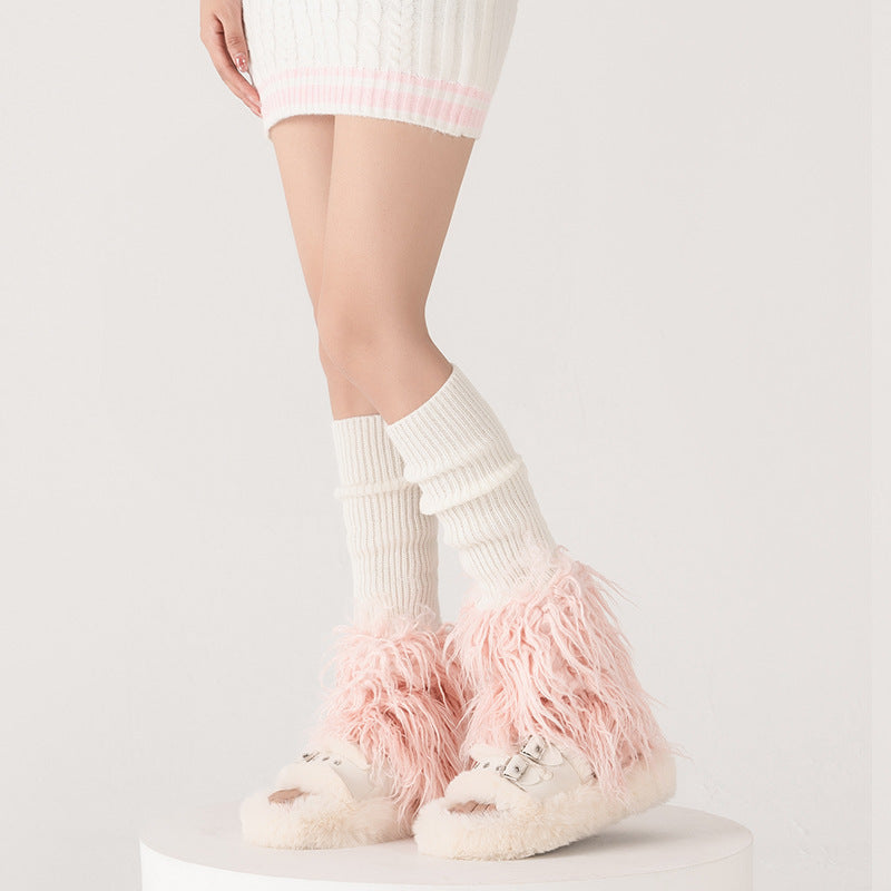 Furry Foot Sock Bunching Socks Thickened Yabi Leg Warmer Buy Center