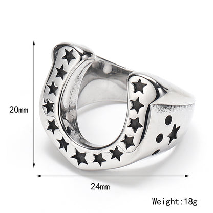 Buy Center Deal-European And American Stainless Steel Six-pointed Star Ring Steel Color