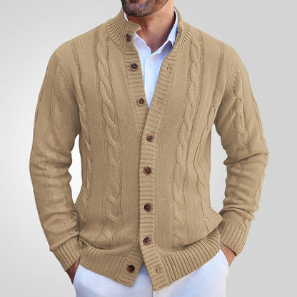 European And American Leisure Stand Collar Sweater Coat Khaki