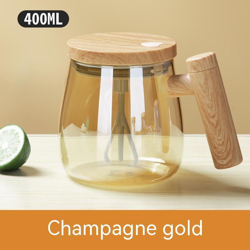 400ML Self Stirring Coffee Mug Electric Mixing Glass Coffee CupHigh Speed Fast Automatic Coffee Cup For Gyms Dining Room Kitchen Gadgets Champagne Gold 400ml