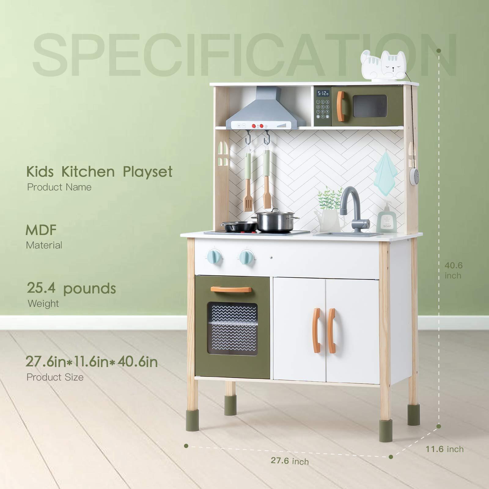 Fresh Arrivals at Buy Center: ROBUD 3D Wooden Pretend Play Kitchen Playset For Toddlers Kids Education Toys