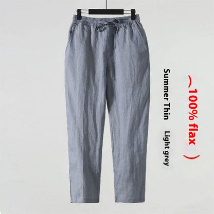 Fresh Arrivals at Buy Center: Cotton Linen Cropped Men's Casual Pants Style Light Gray