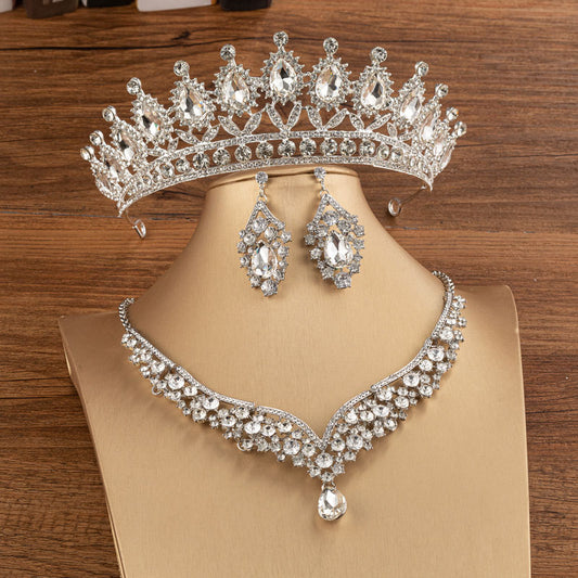 Corona de novia de aleación de diamantes para boda, tocado elegante de moda