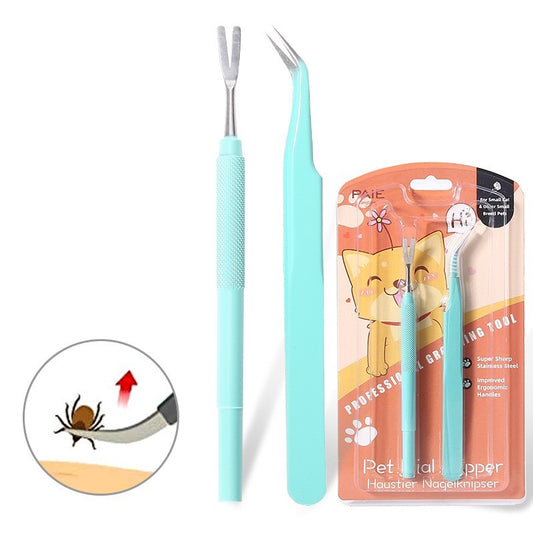 New Pet Stainless Steel Tweezers Tool Two piece set