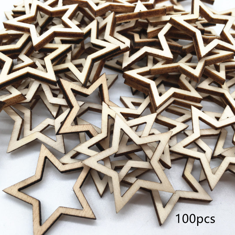 Newly Arrived at Buy Center: Wooden Crafts Five-pointed Star Hollow Handmade Accessories 100PCS