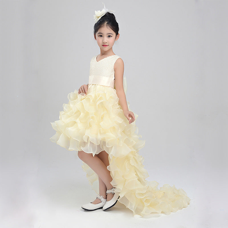 Girls dress wedding flower girl dress skirt child Princess Dress Costume skirt tail 888 piano Buy Center