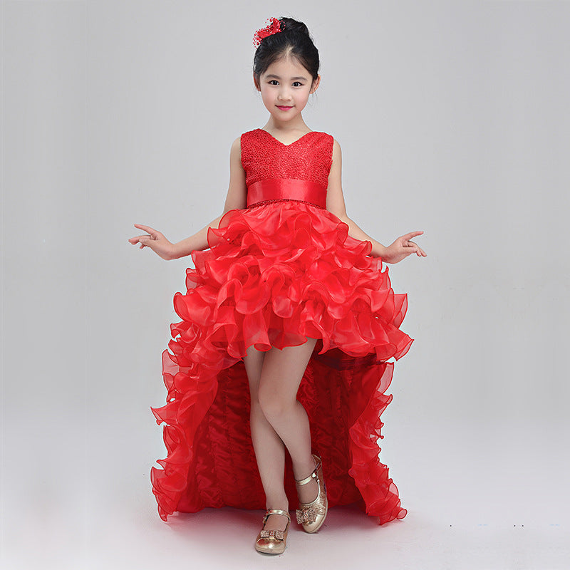 Girls dress wedding flower girl dress skirt child Princess Dress Costume skirt tail 888 piano Buy Center