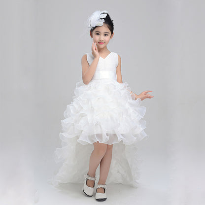 Girls dress wedding flower girl dress skirt child Princess Dress Costume skirt tail 888 piano Buy Center