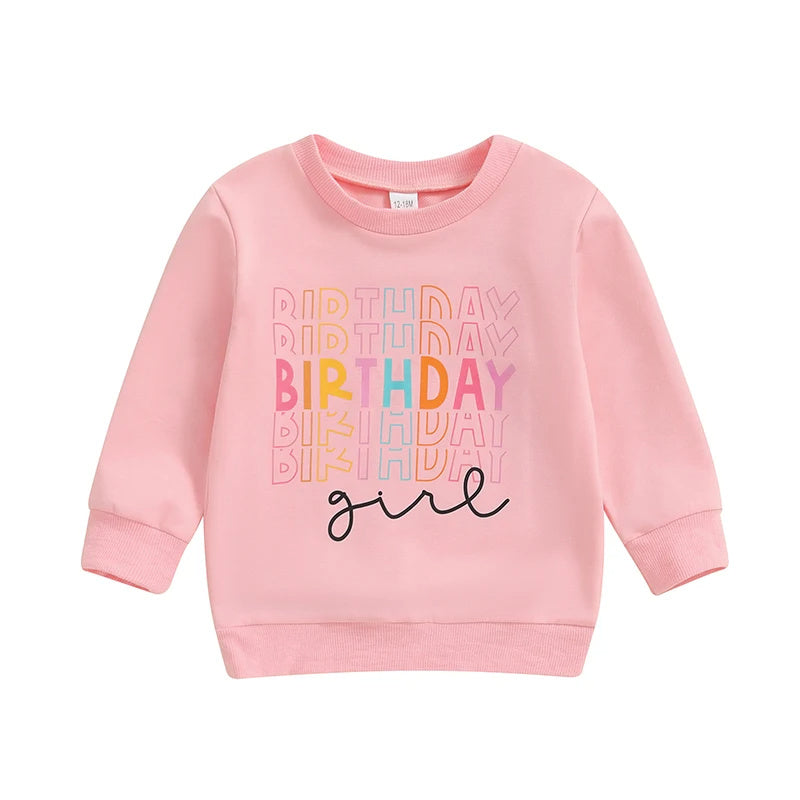 Hot New Items at Buy Center: Girl's Casual Versatile Birthday Letter Hoodie Pink