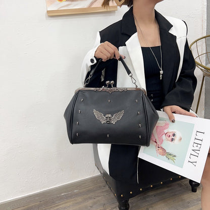 Just Arrived at Buy Center: Solid Color Wings Retro Messenger Bag For Women Black