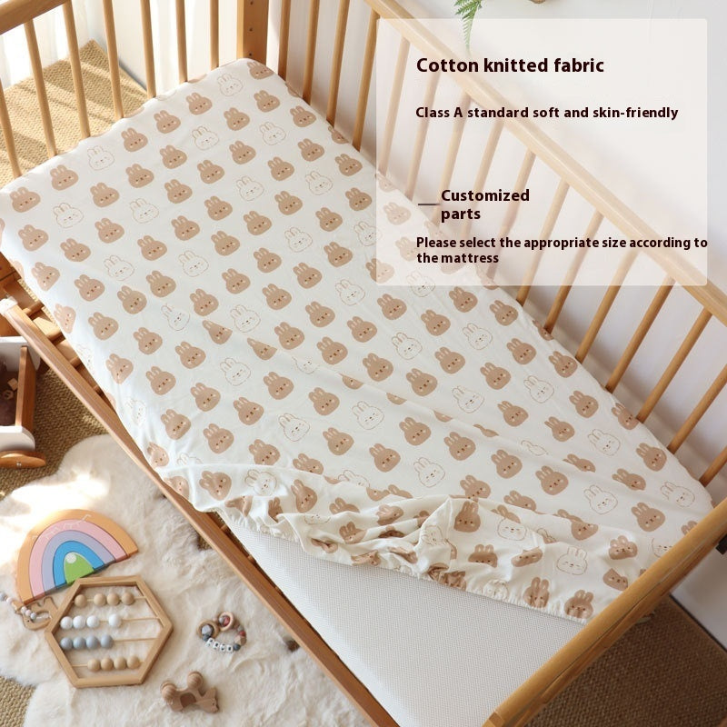 Newly Released at Buy Center: Crib Fitted Sheet Cotton Knitted Newborn Closing Eye Rabbit Printing