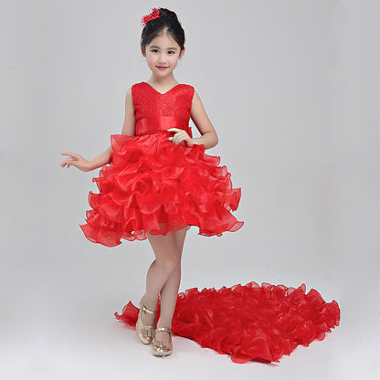 Girls dress wedding flower girl dress skirt child Princess Dress Costume skirt tail 888 piano Buy Center