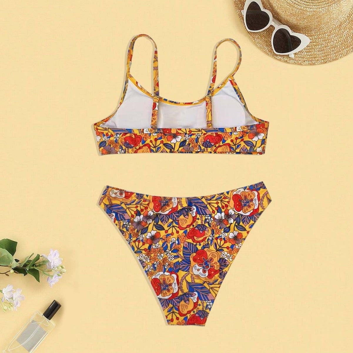 Newly Arrived at Buy Center: Plus Size Floral Print Strap Women's Bikini Swimsuit