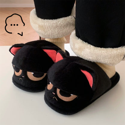 Angry Little Black Cat Cute Anti Slip Warm Furry Home Shoes Buy Center