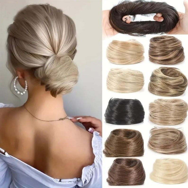 Simulation de boucle de cheveux pour femme avec perruque moelleuse et élastique