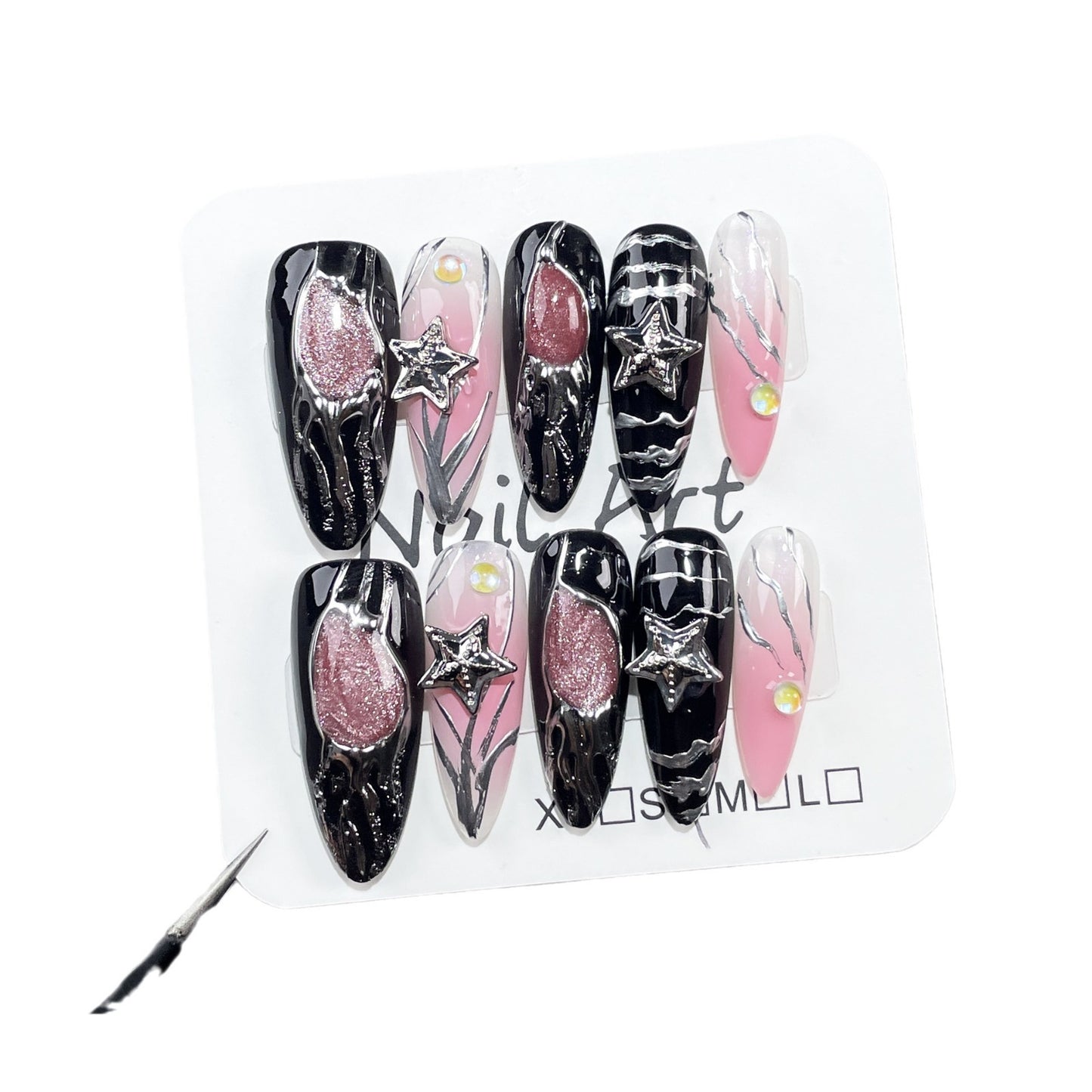 Just Arrived at Buy Center: Hot Girl Hand-worn Nail Blush Mid-length Nail Stickers Flashing Personality Wearable Nail Sticker