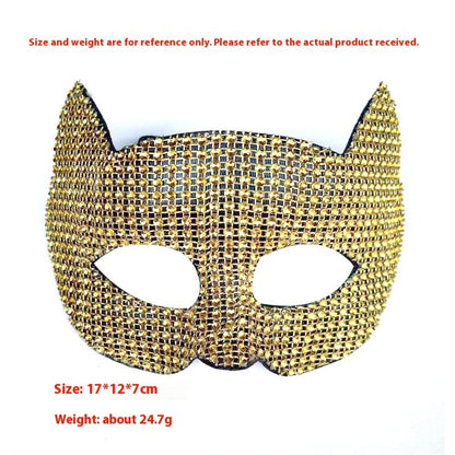 Fresh Arrivals at Buy Center: New Performance Halloween Masquerade Stick-on Crystals Cat Men And Women Mask Small Diamond Cat Gold