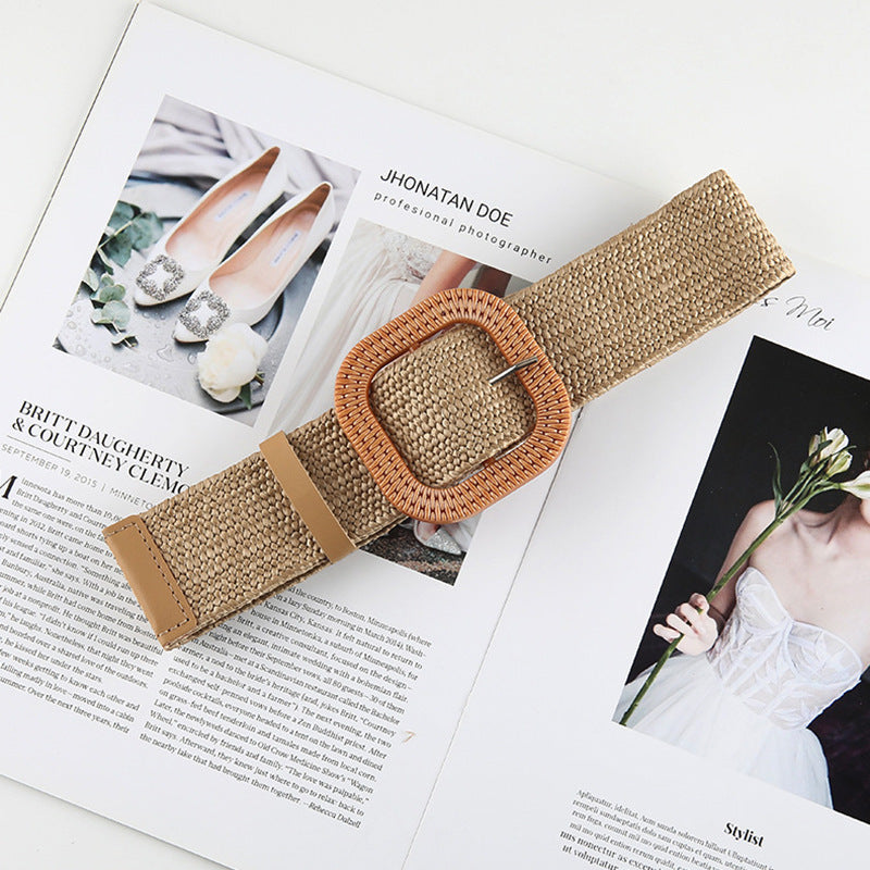 Cotton And Linen Straw Woven Belt Women Buy Center