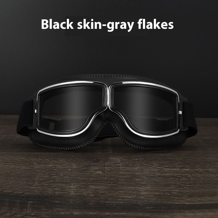 Hot New Items at Buy Center: Men's Retro Outdoor Goggles Black Leather Frame Gray