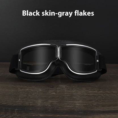 Hot New Items at Buy Center: Men's Retro Outdoor Goggles Black Leather Frame Gray