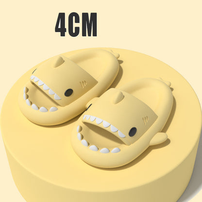 Adult's Slippers Indoor Outdoor Funny Shark Cartoon 4CM Thick Sole pale yellow