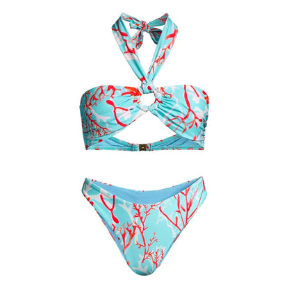 Newly Released at Buy Center: Women's Slim Split Floral Bikini Suit