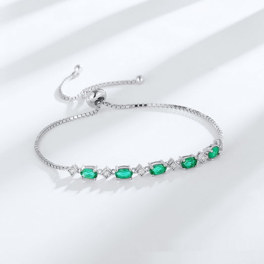 Elegant Egg-shaped S925 Silver Cultivation Emerald Bracelet | Jewelry & Watches4 | Buy Center