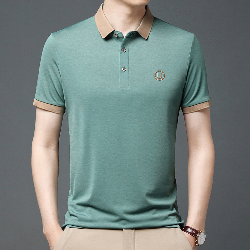 Just Arrived at Buy Center: Polo Shirt Men's Business Casual Short Sleeve Bean Green