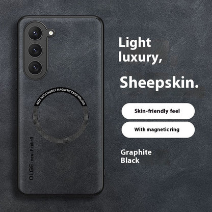 Newly Released at Buy Center: Phone Case Car Magnetic Wireless Charger Sheepskin Protective Cover Graphite Black Magnetic