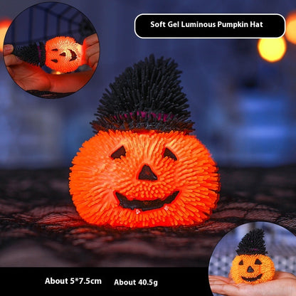 Fresh Arrivals at Buy Center: Halloween Tpr Pressure Reduction Toy Luminous Ball Halloween Flash Hooded Pumpkin