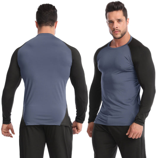 Just Arrived at Buy Center: Fitness Clothes Men's High Elastic Breathability PRO Quick-drying Iron Grayish Black 2pcs