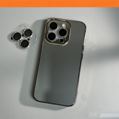 New at Buy Center: Frosted Glass Anti Drop Electroplating Soft Edge Phone Case Grey lens feed film