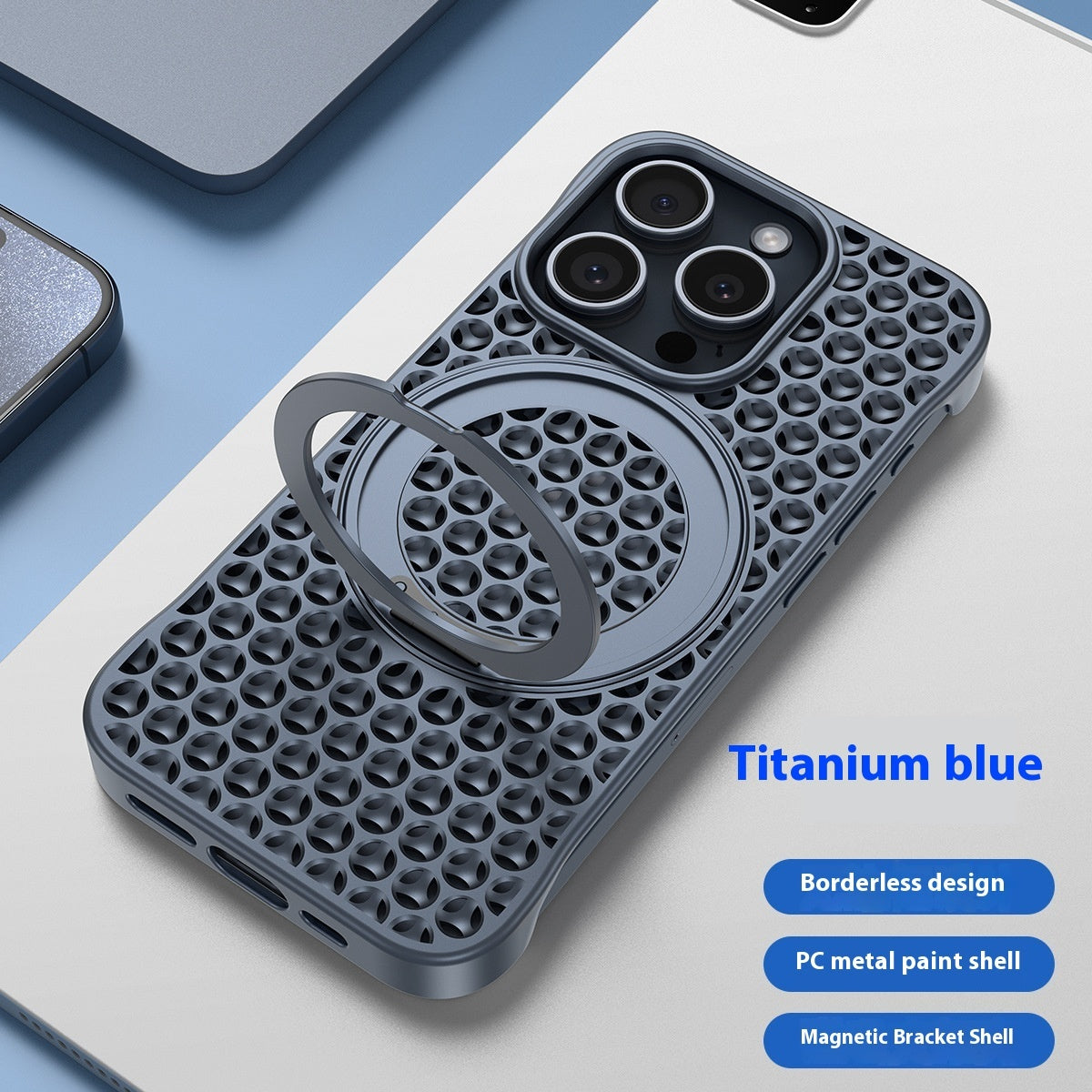 Newly Released at Buy Center: Phone Case Magnetic Suction Frameless Cooling Rotating Bracket Titanium Blue