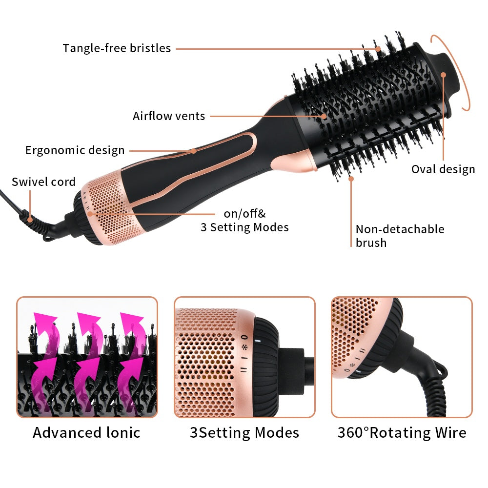 Vente en gros 3 en 1 brosse sèche-cheveux électrique en une étape sèche-cheveux haute puissance peigne volumateur à air chaud brosse à air chaud professionnelle