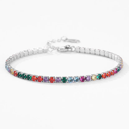 Buy Center Choice-Women's Sterling Silver Rainbow Diamond Bracelet And Necklace Set