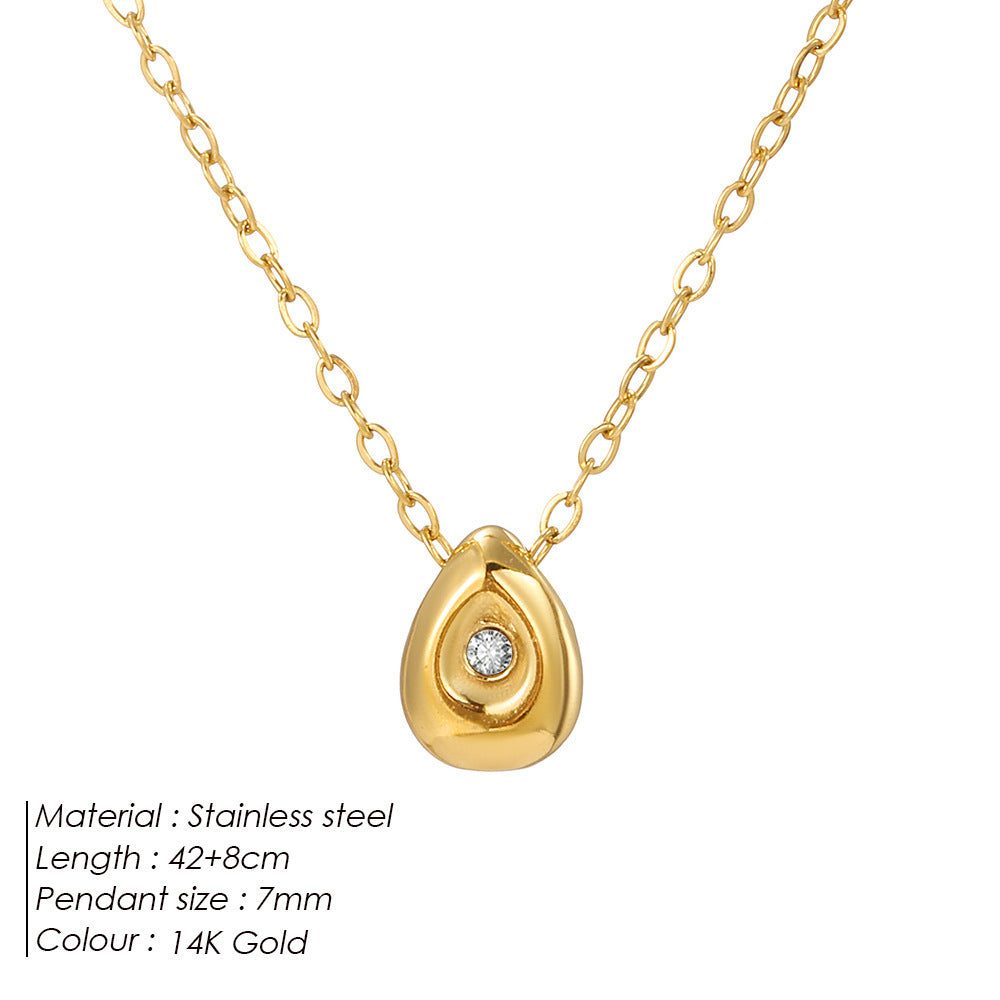 Buy Center Deal of the Day-Simple Fashion Geometry Pattern Round Zircon Necklace Gold