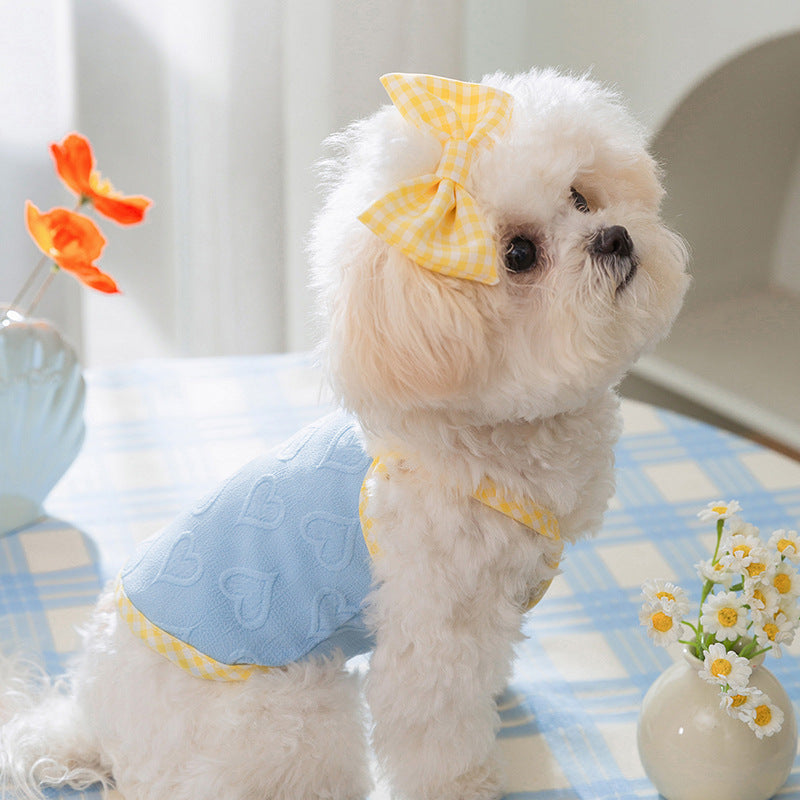 Hot New Items at Buy Center: Heart Relief Texture Bow Suspenders Vest Small Dog