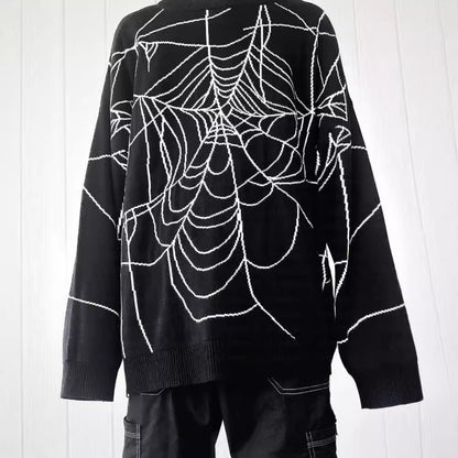 Wind Cobweb Design Knitted Loose Cool Men And Women Couple Sweater New Buy Center