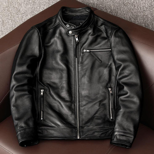 Leather Men's Stand Collar Leather Jacket Coat Youth | Men's Clothing6 | Buy Center