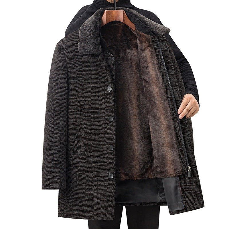 Middle-aged And Elderly Fleece-lined Thickened Detachable Two-piece Coat Buy Center