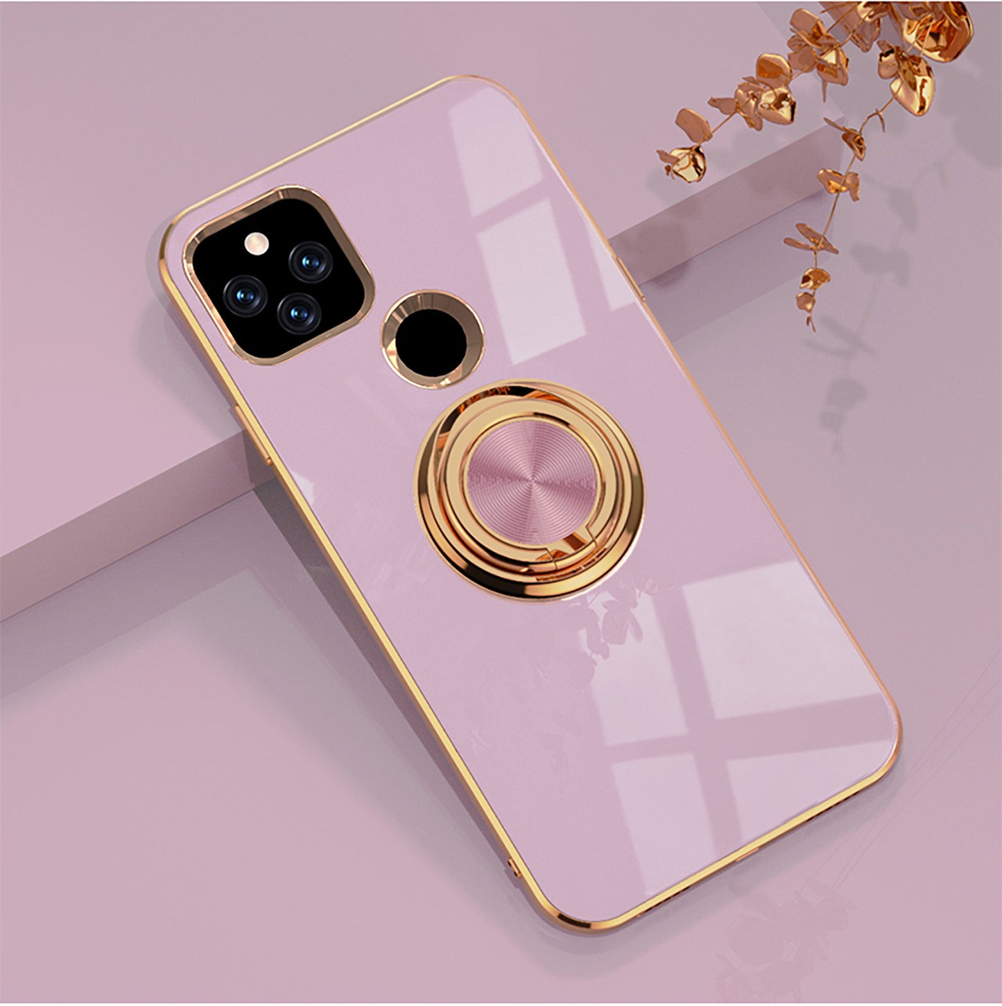 New at Buy Center: Phone Case 6D Electroplating Ring Bracket Car Magnetic Suction Light Purple