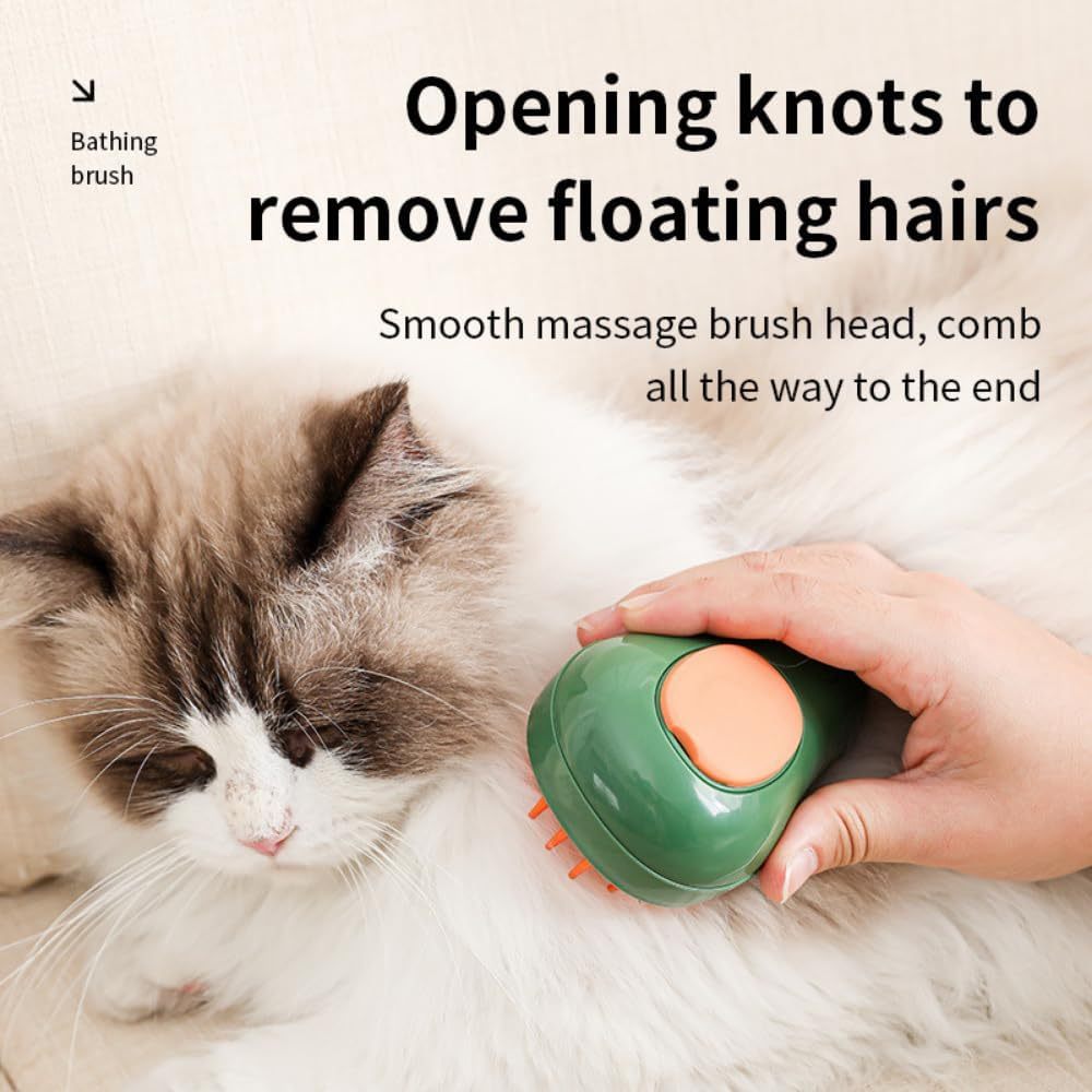 New Cat Steam Brush 3 In 1 Cat Comb For Massage, Self Cleaning Cat Brush With Water Rechargeable Silicone Dog Steam Brush Cat Bath Brush Eliminates Flying And Tangled Hair Cat Grooming Comb