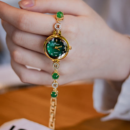 Reloj de mujer con pulsera de monedas de cobre y jade calcedonia