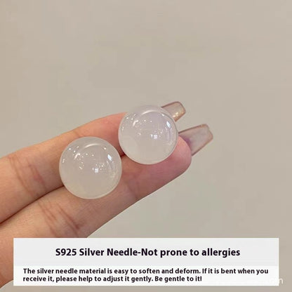 Buy Center Picks-Jelly Color Ball Stud Earrings Women's Light Luxury High-grade Temperament Jelly White