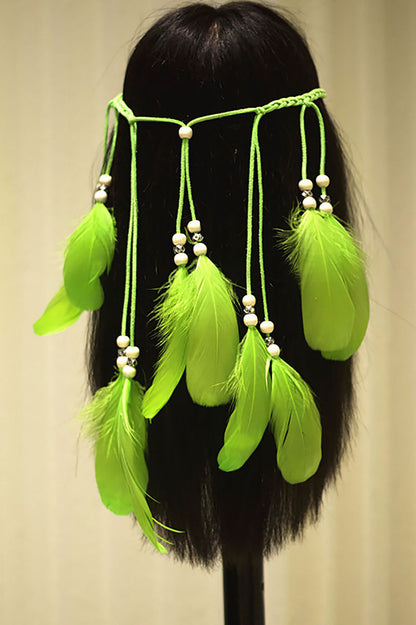 Newly Released at Buy Center: Feather Hair Band New Retro Fringed Headwear Green