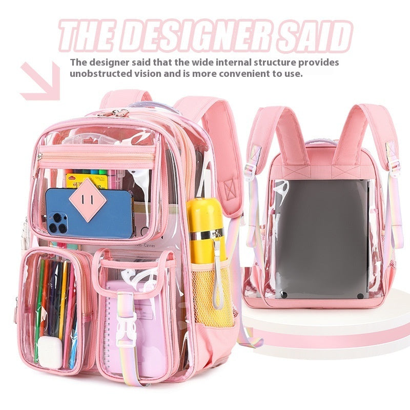 Transparent Bag Waterproof Primary School Student Schoolbag For Junior High School Grade