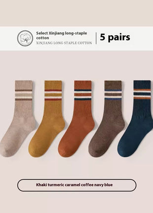 Chaussettes mi-mollet en coton pour hommes, désossées, en pur coton, respirantes, de sport, grande taille